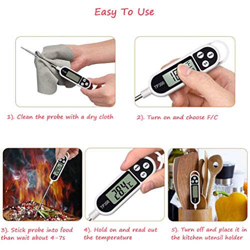 NANGOALA Digital Meat Food Thermometer for Cooking Kitchen BBQ, Probe Instant Read Thermometer with Long Probe for Candy Candle Milk Yogurt Deep Fry Roast Baking Temperature - Image 5