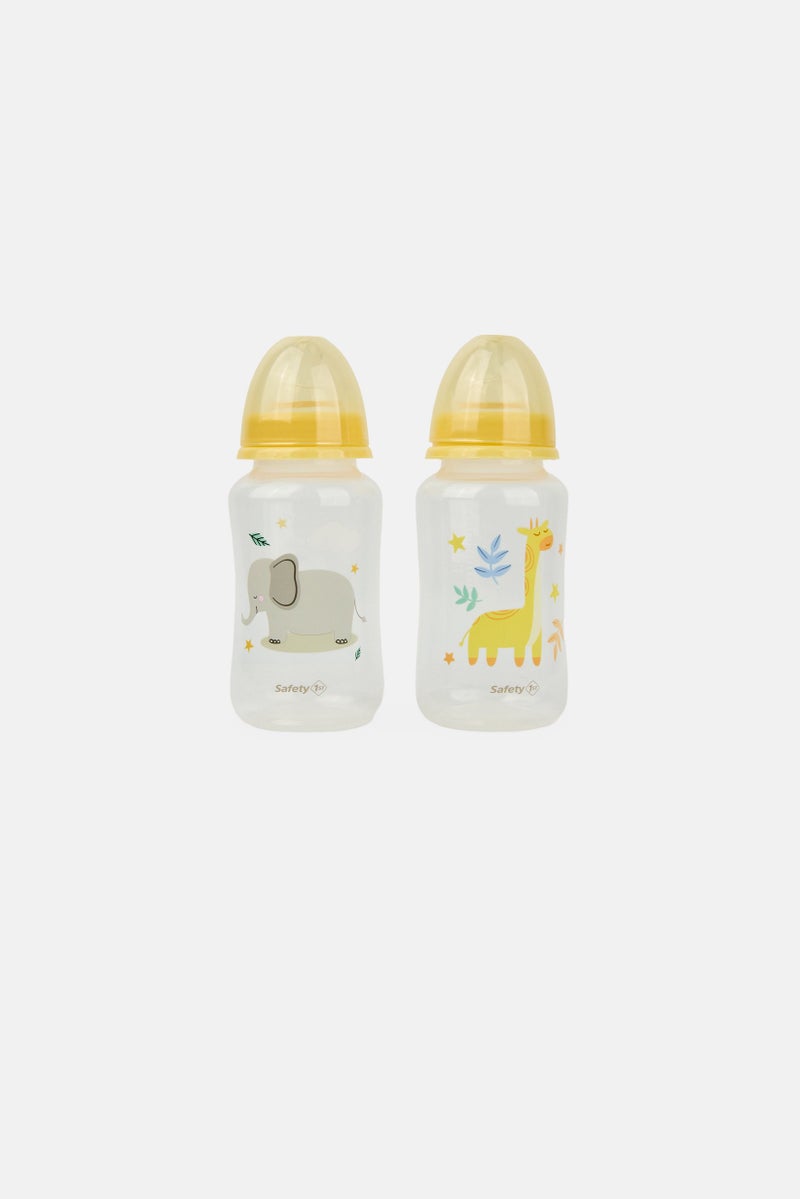 Safety 1st Plastic 2 Pieces Wide Neck Bottles With Soft Silicone Nipple 355 ml, Transparent - Image 1