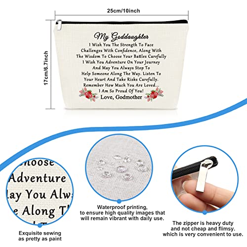 Mikela Goddaughter Gift from Godmother Cosmetic Bag Inspirational Gift for Goddaughter Confirmation Gift Christian Baptism Gift Makeup Bag Christmas Birthday Graduation Gift for Goddaughter Travel Pouch - Image 2