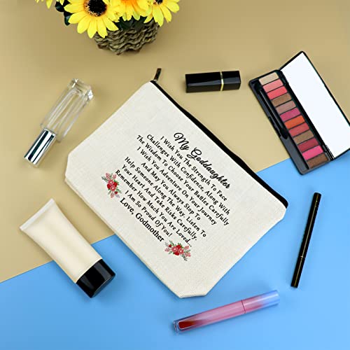 Mikela Goddaughter Gift from Godmother Cosmetic Bag Inspirational Gift for Goddaughter Confirmation Gift Christian Baptism Gift Makeup Bag Christmas Birthday Graduation Gift for Goddaughter Travel Pouch - Image 3
