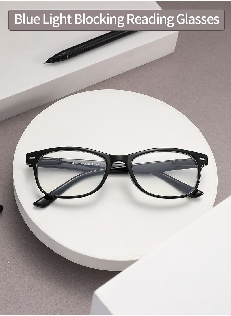 LANLANG LANLANG 3-Pack Blue Light Blocking Reading Glasses for Women Men Spring Hinge Anti Eyestrain including 0.0-4.0 diopters Black L-L001  - Image 3