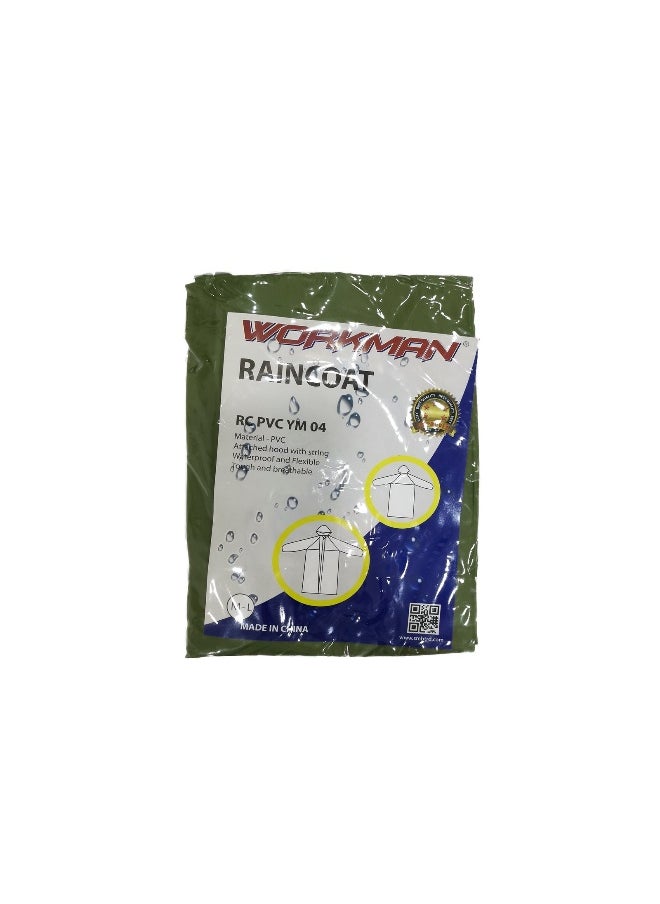 Workman - PVC YM 04 Green Rain Coat for Men & Women  | PVC Raincoat for Heavy-Duty Protection |  Waterproof & Windproof Rainwear | Pack of 2 - Image 1