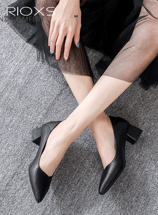 Women's Pointed Toe Heeled Pumps, 5cm Low Chunky Block Heel Pumps for Women, Soft PU Leather Slip-on Dress Shoes, Ladies Comfort Shoes for for Daily Wear, Classic Black Work Pumps, Low Heel Pumps for Business Office Causal Dress, Low Cut Wedding Pumps, Heeled Pumps for Travel Dating - view 5