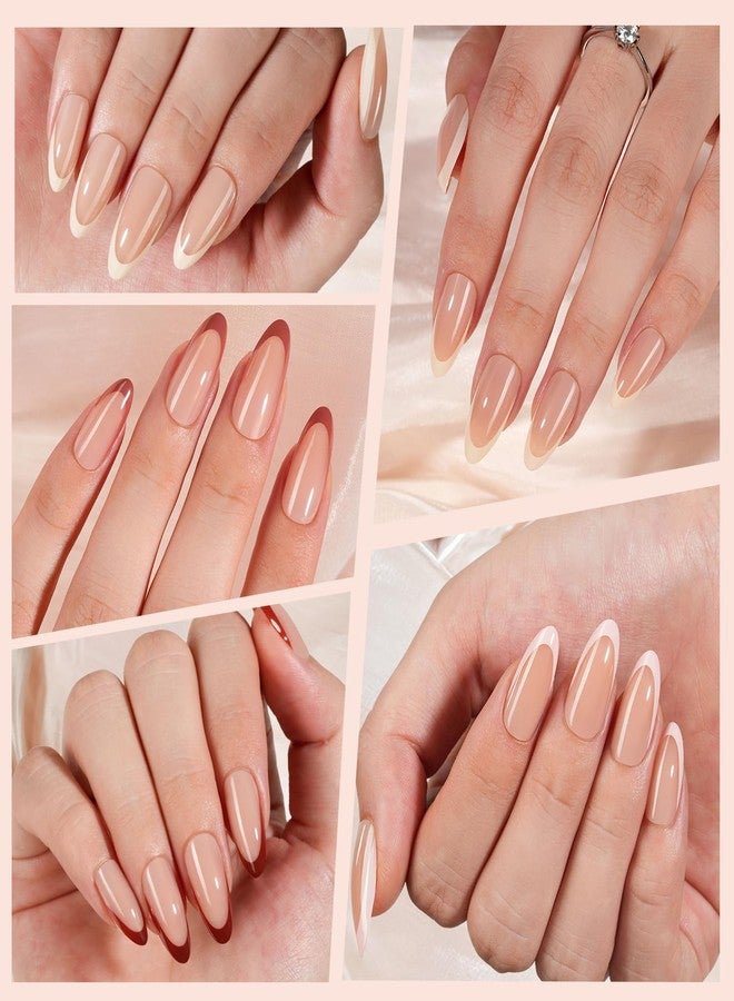 VANSIHO 150 Pcs Almond French Gel Nail Tips Medium Nail Tips Pre-French Tips for Press on Nails Acrylic False Nails for DIY Nail Art in 15 Sizes - Image 4
