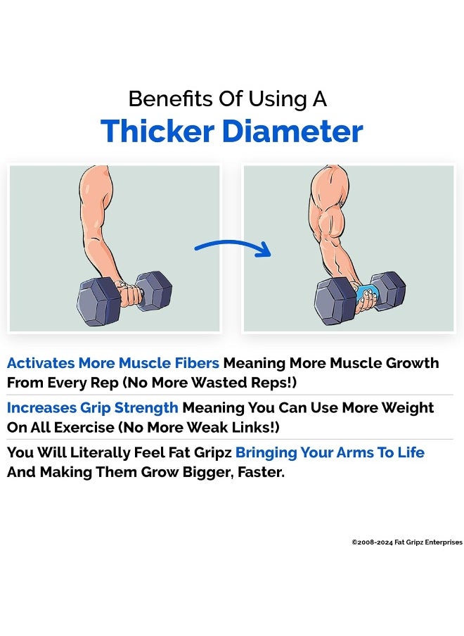 Fat Gripz Pro - The Simple Proven Way to Get Big Biceps & Forearms Fast - At Home Or In The Gym (2.25” Outer Diameter)