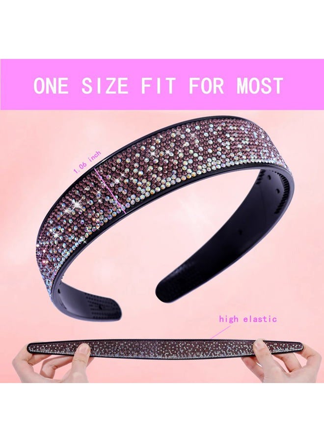 Cutewing Rhinestone Headbands for Women Fashion Tie Dye Headband Sparkly Crystal Hairbands with Teeth Non Slip Hair Hoop Glitter Decorative Hair Accessories for Ladies Girls with 4PCS - Image 3