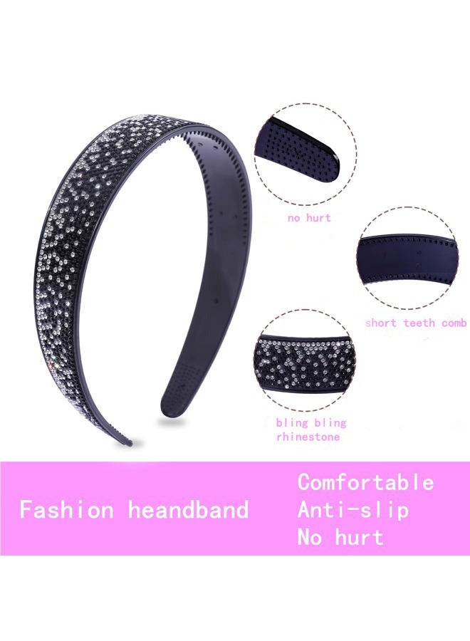 Cutewing Rhinestone Headbands for Women Fashion Tie Dye Headband Sparkly Crystal Hairbands with Teeth Non Slip Hair Hoop Glitter Decorative Hair Accessories for Ladies Girls with 4PCS - Image 4
