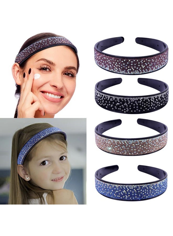 Cutewing Rhinestone Headbands for Women Fashion Tie Dye Headband Sparkly Crystal Hairbands with Teeth Non Slip Hair Hoop Glitter Decorative Hair Accessories for Ladies Girls with 4PCS - Image 2