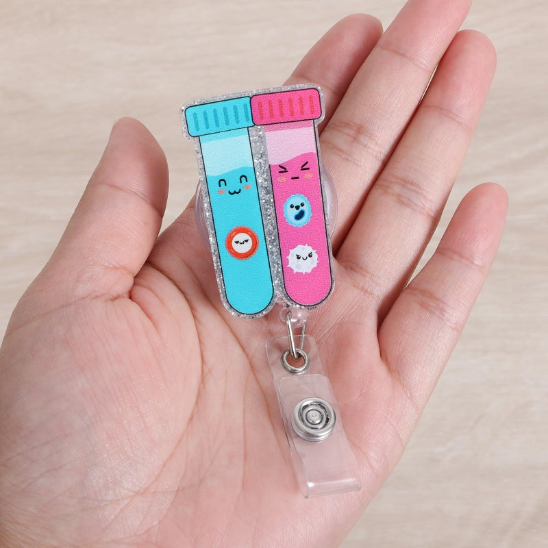 BVIIE Funny Phlebotomy Badge Reel | Cute Retractable ID Card Phlebotomist Badge Holder | Name Tag Medical Work Badge Clip for Lab Infusion Room RN LPN CNA MA ER Pediatric Urology Doctor | Nurse Gifts - Image 2