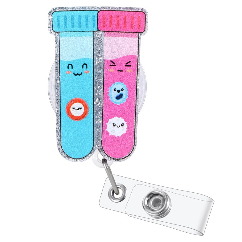 BVIIE Funny Phlebotomy Badge Reel | Cute Retractable ID Card Phlebotomist Badge Holder | Name Tag Medical Work Badge Clip for Lab Infusion Room RN LPN CNA MA ER Pediatric Urology Doctor | Nurse Gifts - Image 1