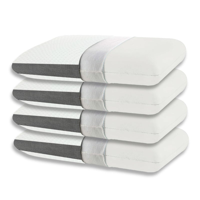 Cushio® Orthopedic Memory Foam Pillow Size 24" x 16" x 3" (Set of 4) | Cervical Pillow | Neck & Shoulder Pain Relief | Ultimate Comfort for Restful Sleep | Free Pillow Cover | White & Grey - Image 1