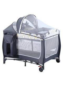 Beauenty Baby Bassinet Bedside Crib With Diaper Table,Portable Travel Crib Playpen For Newborn Toddlers With Wheels  - Image 1