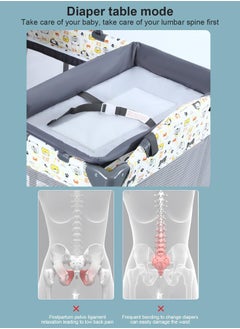 Beauenty Baby Bassinet Bedside Crib With Diaper Table,Portable Travel Crib Playpen For Newborn Toddlers With Wheels  - Image 5