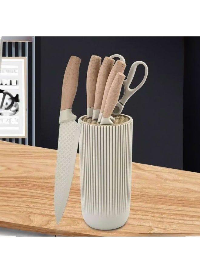 طقم سكاكين عالي الجودة مع حامل أنيق، حاد ودائم، لتنظيم مثالي وأداء متميز في المطبخ. - Image 1