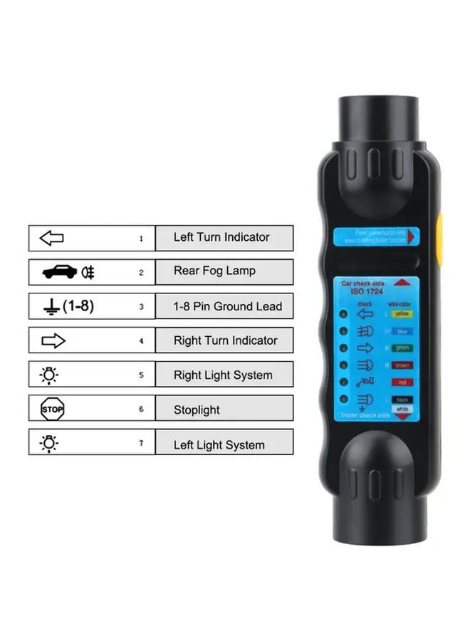 Black 7 Pin Trailer Tester 12V Towing Light Wiring Diagnostic Tool Socket Signal Detector - Image 5