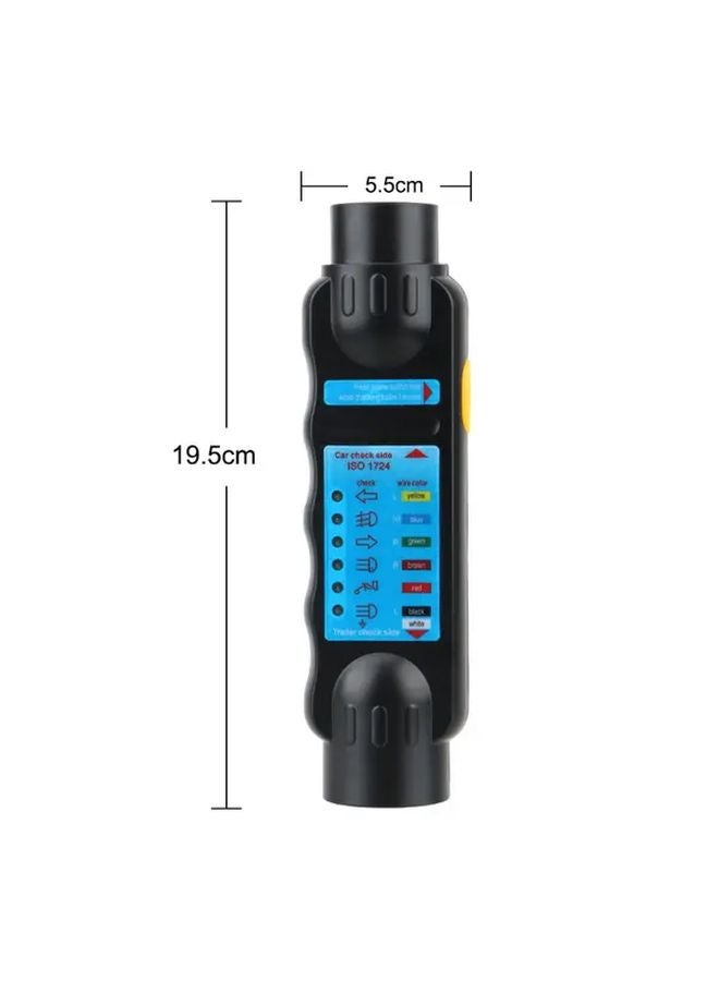 Black 7 Pin Trailer Tester 12V Towing Light Wiring Diagnostic Tool Socket Signal Detector - Image 2