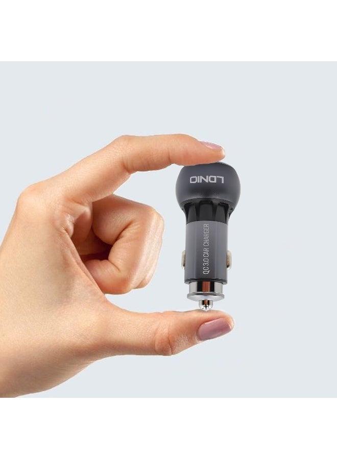 LDNIO 36W Dual USB QC3.0 Metal Car Charger, Fast Charging Adapter for 12V/24V Vehicles, Smart Output Recognition, Over-Voltage, Over-Temperature & Short-Circuit Protection, Compatible with Mobile Phones, Tablets, Earbuds, Cameras & More - Image 2
