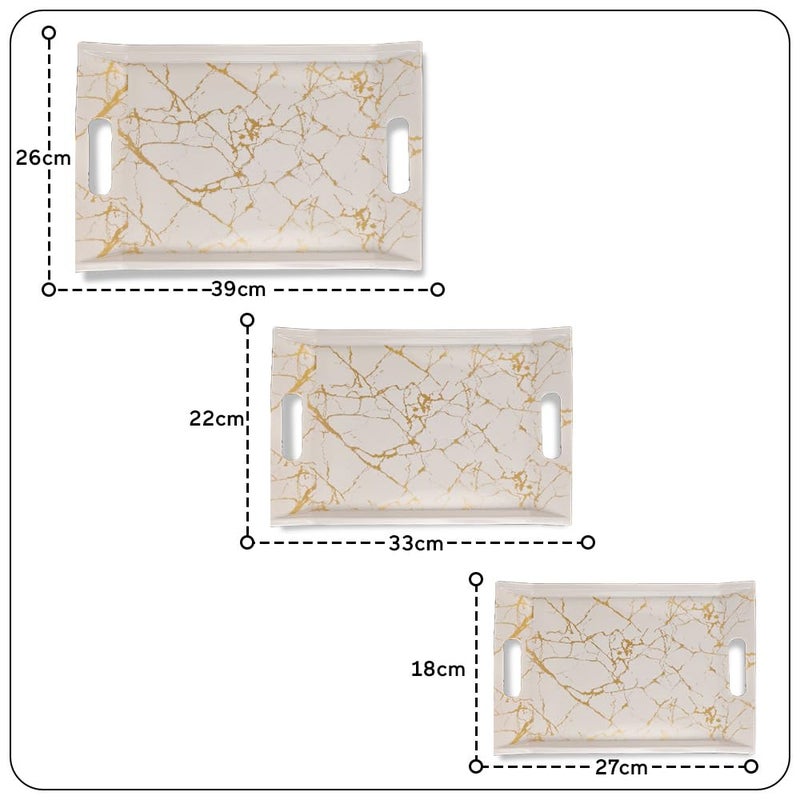 UPC PREMIUM HOUSEWARE U.P.C Serving Tray Set- Handcrafted & Hand-Painted for Kitchen/Table & Home Decor/Dinning/Gifts/Restaurants/Living Room/Coffee Table (Set of 3 Trays) (VIL062) - Image 4