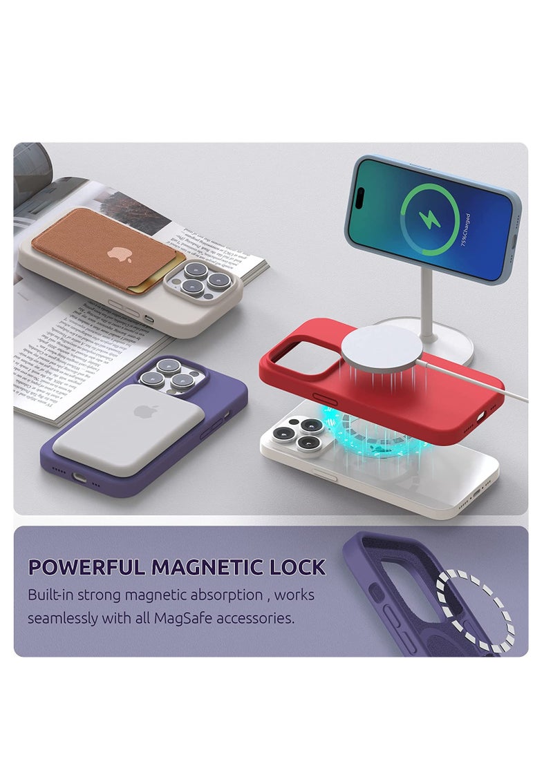 Generic (4 in 1 iPhone 14 Pro MAX Case (6.7 inch 2022), Compatible with MagSafe, with 2 Screen Protector + 1 Camera Protector, Silicone Case for iPhone 14 Pro MAX (Purple)  - Image 4