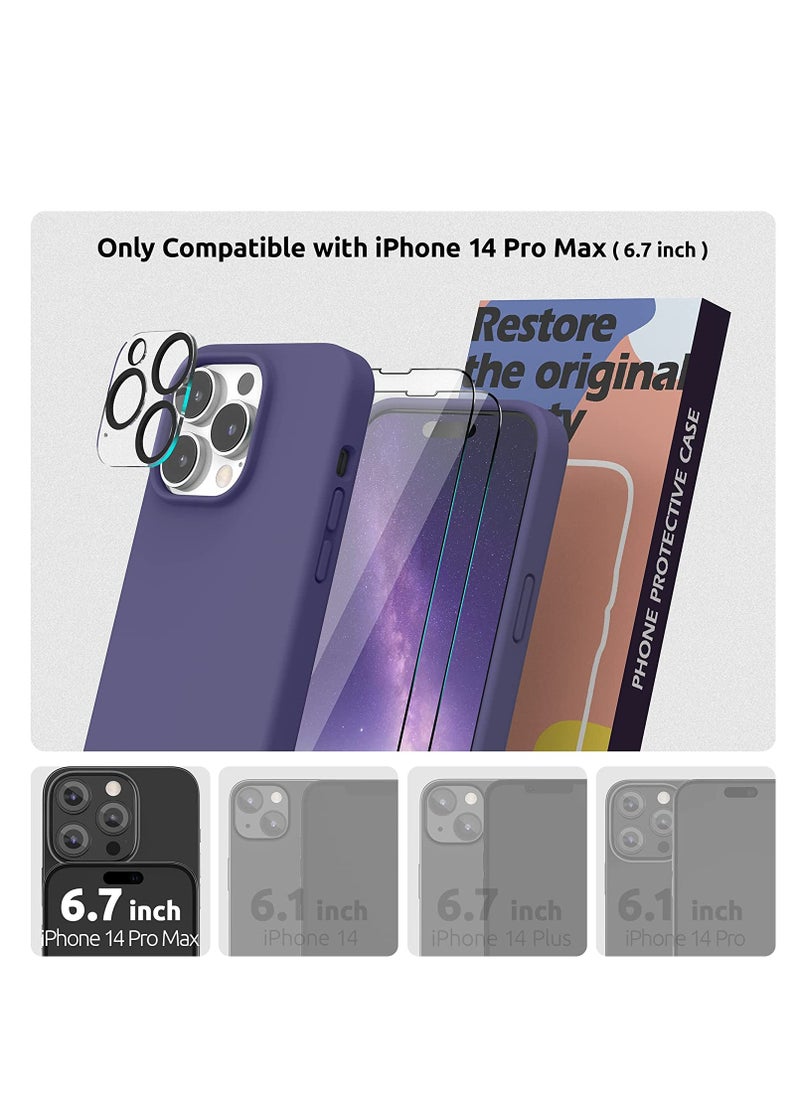Generic (4 in 1 iPhone 14 Pro MAX Case (6.7 inch 2022), Compatible with MagSafe, with 2 Screen Protector + 1 Camera Protector, Silicone Case for iPhone 14 Pro MAX (Purple)  - Image 2