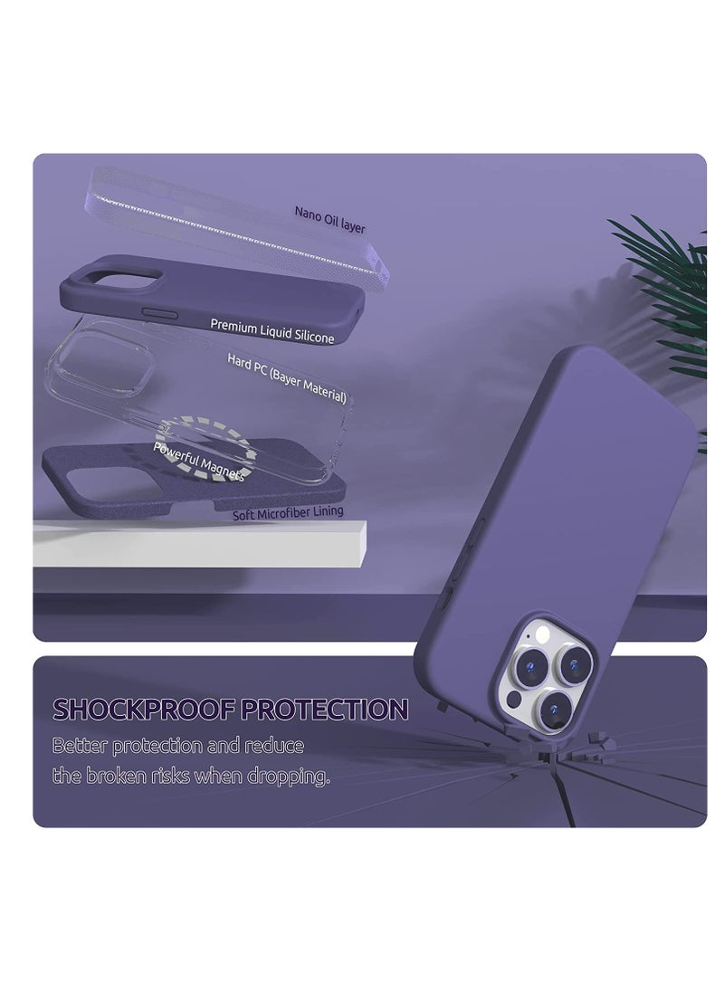Generic (4 in 1 iPhone 14 Pro MAX Case (6.7 inch 2022), Compatible with MagSafe, with 2 Screen Protector + 1 Camera Protector, Silicone Case for iPhone 14 Pro MAX (Purple)  - Image 5