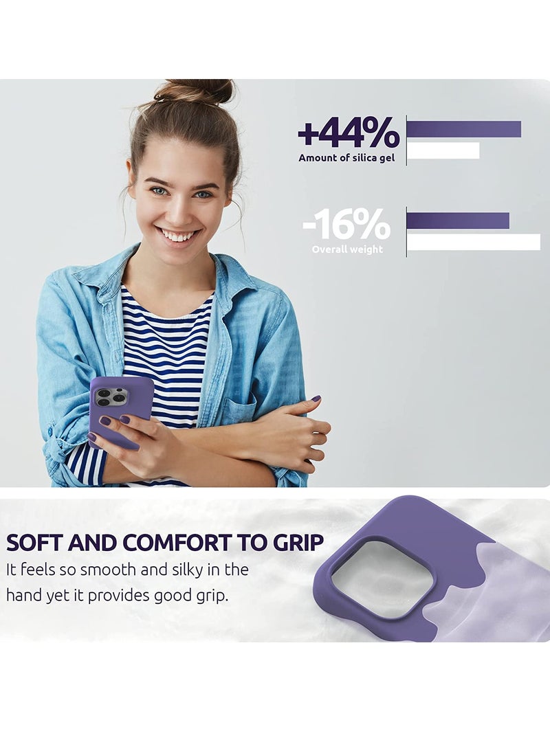 Generic - (4 in 1 iPhone 14 Pro MAX Case (6.7 inch 2022), Compatible with MagSafe, with 2 Screen Protector + 1 Camera Protector, Silicone Case for iPhone 14 Pro MAX (Purple) - Image 1