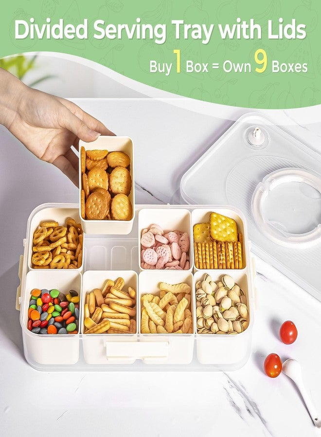 LUXEAR Divided Serving Tray with Lid and Handle Snack Box Charcuterie Container Dishwasher Safe 8 Compartment Snack Platters Portable Clear Organizer for Fruits, Candy, Snacks, Picnic, Party&Travel - Image 2