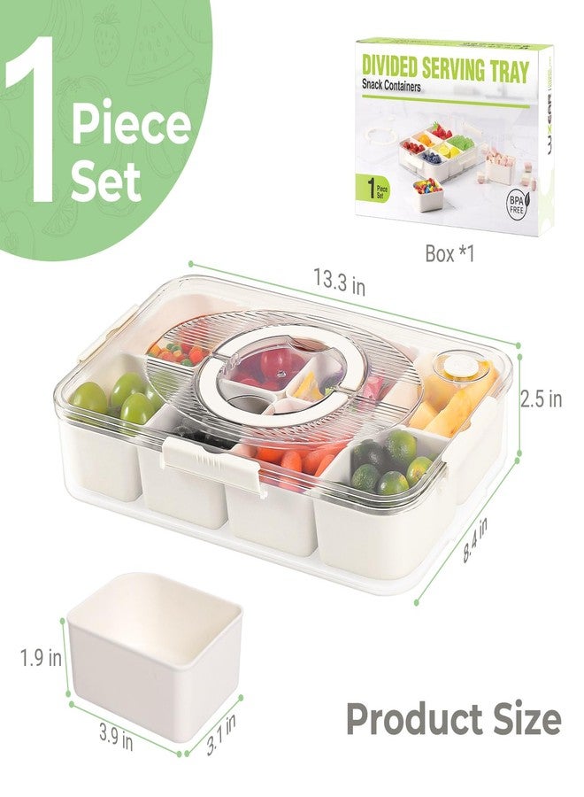LUXEAR Divided Serving Tray with Lid and Handle Snack Box Charcuterie Container Dishwasher Safe 8 Compartment Snack Platters Portable Clear Organizer for Fruits, Candy, Snacks, Picnic, Party&Travel - Image 3