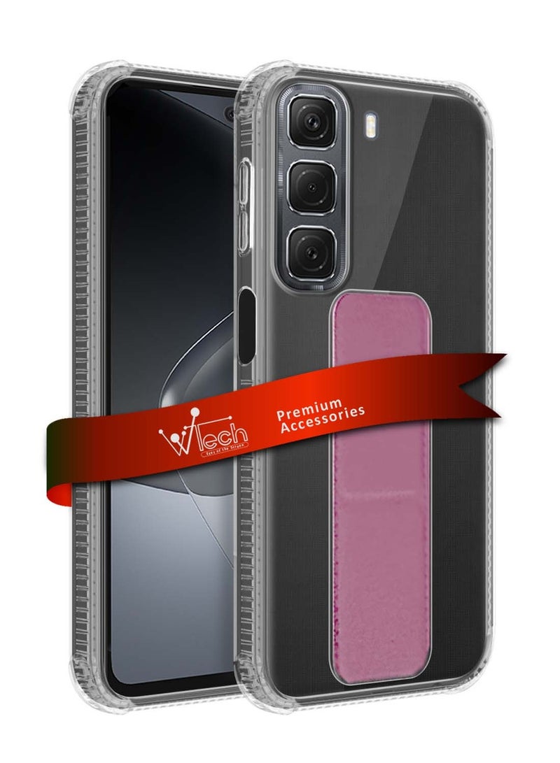 Wtech Infinix Hot 50 4G 2024 TPU Hand Grip Air Pillow Case Cover - Clear/Pink - Image 1