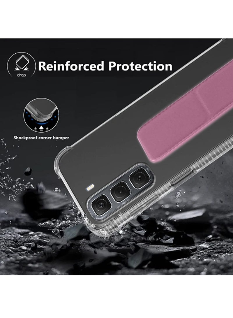 Wtech Infinix Hot 50 4G 2024 TPU Hand Grip Air Pillow Case Cover - Clear/Pink - Image 4