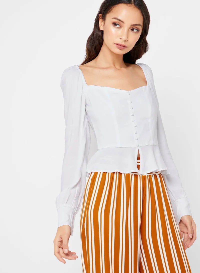FOREVER 21 Button Detail Peplum Top