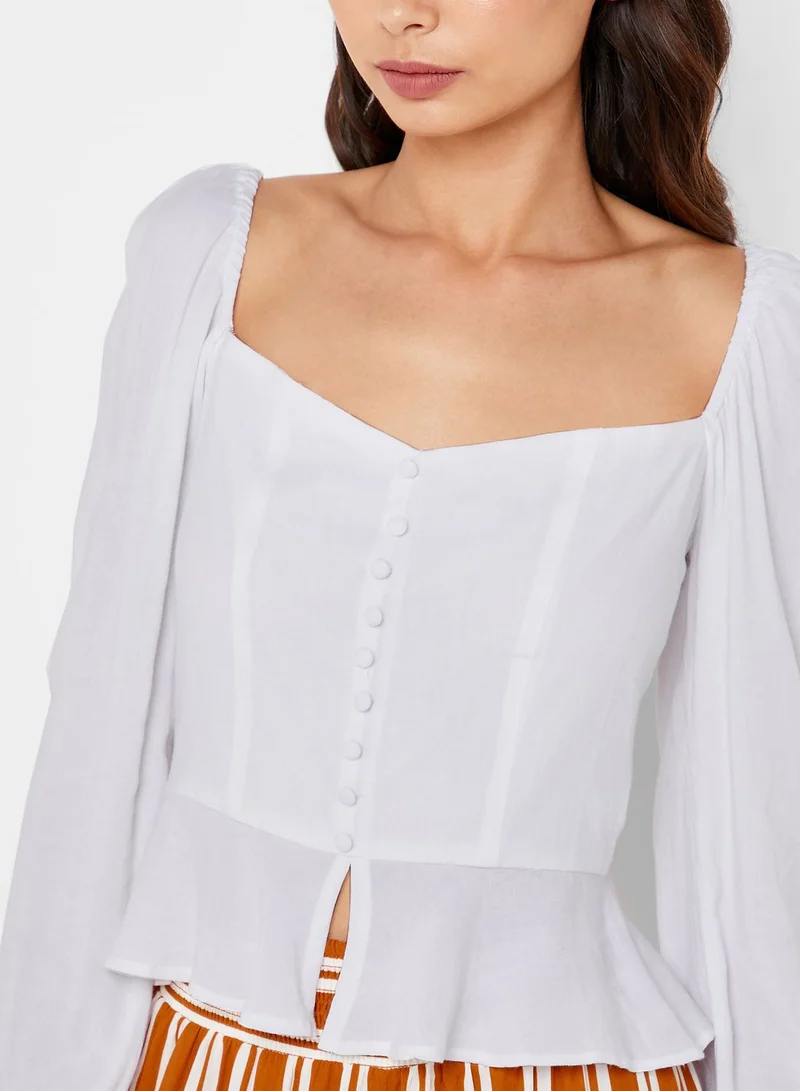 FOREVER 21 Button Detail Peplum Top