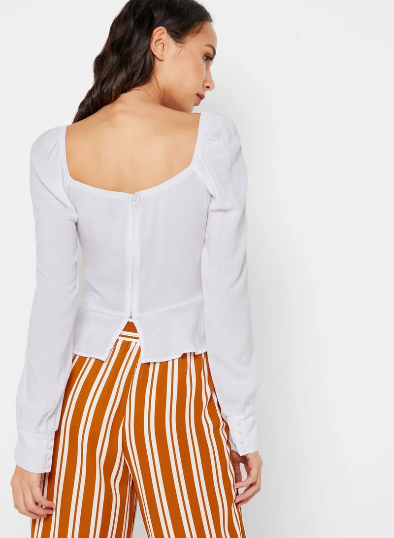 FOREVER 21 Button Detail Peplum Top