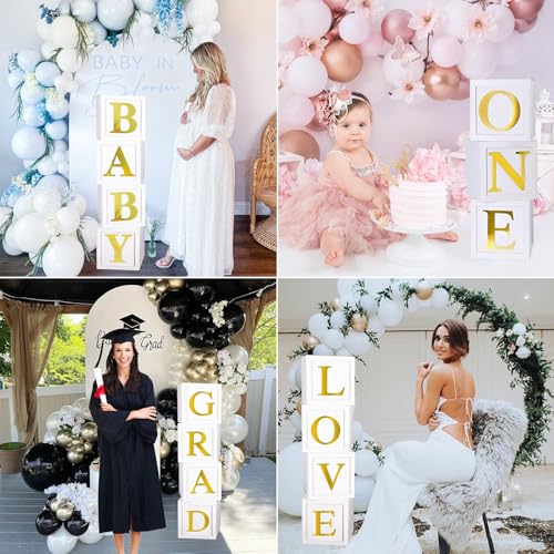 QIFU Baby Shower Decorations Baby Balloon Boxes Blocks with 30 Letters for DIY Boy Girl 1st Birthday, Teddy Bear Baby Shower, Bridal Shower, Gender Reveal Party Decoration - Image 5