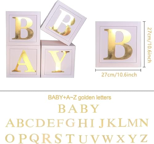 QIFU Baby Shower Decorations Baby Balloon Boxes Blocks with 30 Letters for DIY Boy Girl 1st Birthday, Teddy Bear Baby Shower, Bridal Shower, Gender Reveal Party Decoration - Image 3
