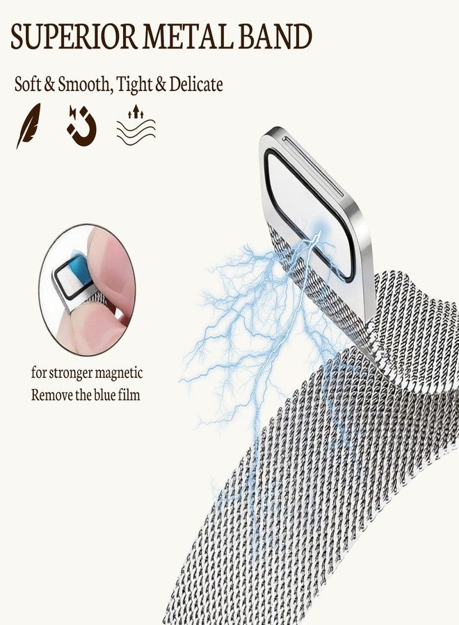 Hopply X-Shape Band Compatible with Fitbit Charge 6/Charge 5 Bands for Wmen Men, Stainless Steel Metal Mesh Milanese Loop Adjustable Strap Replacement for Fitbit Charge 6/Charge 5 (Silver) - Image 3