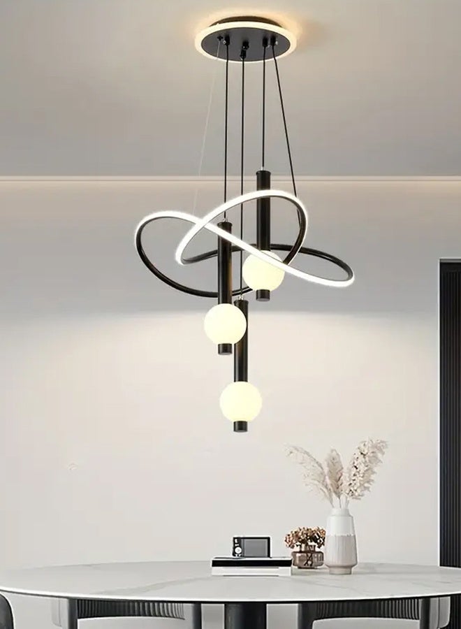 Modern Minimalist LED Pendant Light with 3-Color Changing Effect - Sleek Aluminum Design for Living Room, Bedroom, Dining Area & Entryway - Dimmable Ceiling Lamp, No Wall Switch Included, Lamps for Living Room - Image 3