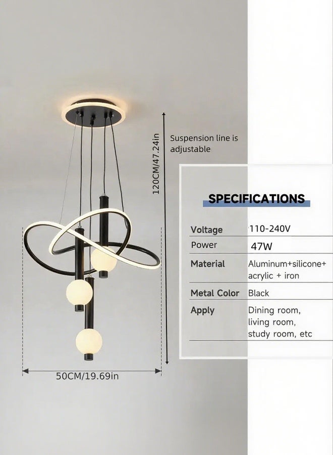 Modern Minimalist LED Pendant Light with 3-Color Changing Effect - Sleek Aluminum Design for Living Room, Bedroom, Dining Area & Entryway - Dimmable Ceiling Lamp, No Wall Switch Included, Lamps for Living Room - Image 4