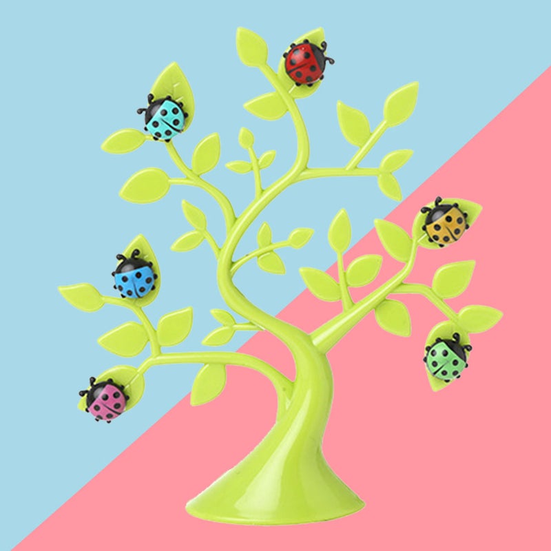 2pcs Tree Ladybug Photo Clip Notes Folder Refrigerator Microwave Magnetic Home Office Decoration (Random Color) - Image 4