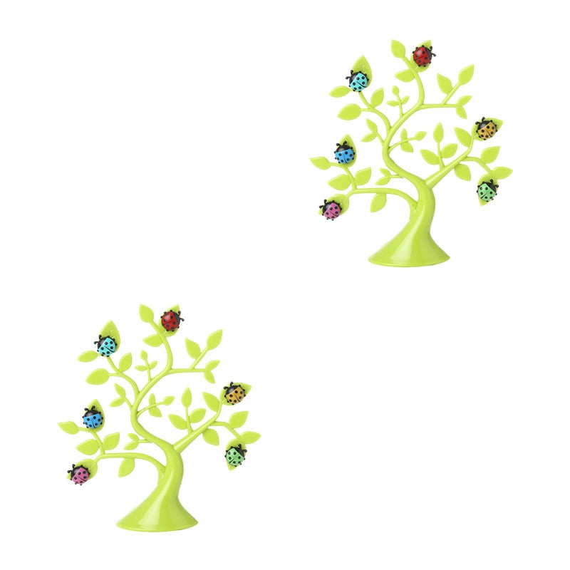 2pcs Tree Ladybug Photo Clip Notes Folder Refrigerator Microwave Magnetic Home Office Decoration (Random Color) - Image 1