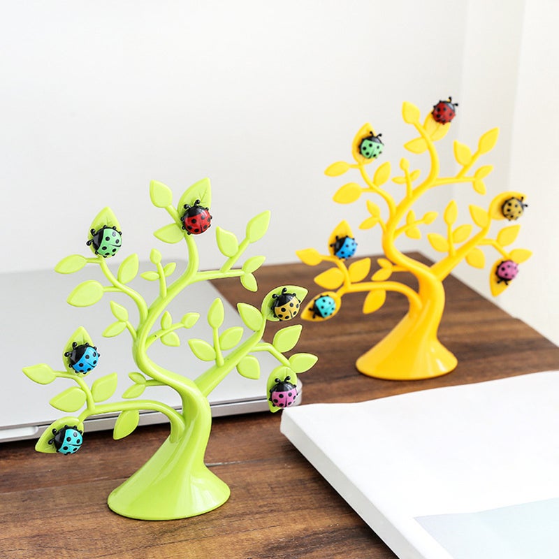 2pcs Tree Ladybug Photo Clip Notes Folder Refrigerator Microwave Magnetic Home Office Decoration (Random Color) - Image 3