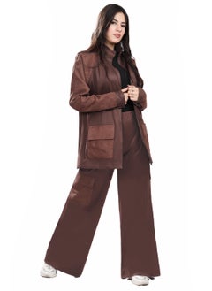 Smoky Egypt Raglan Sleeves Faux Suede Jacket  - Brown  - Image 2