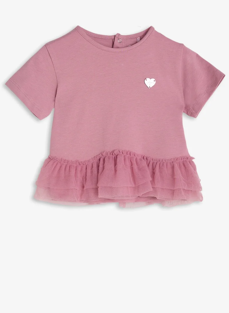 Guess Kids Mesh Ruffles Short Sleeve T-Shirt