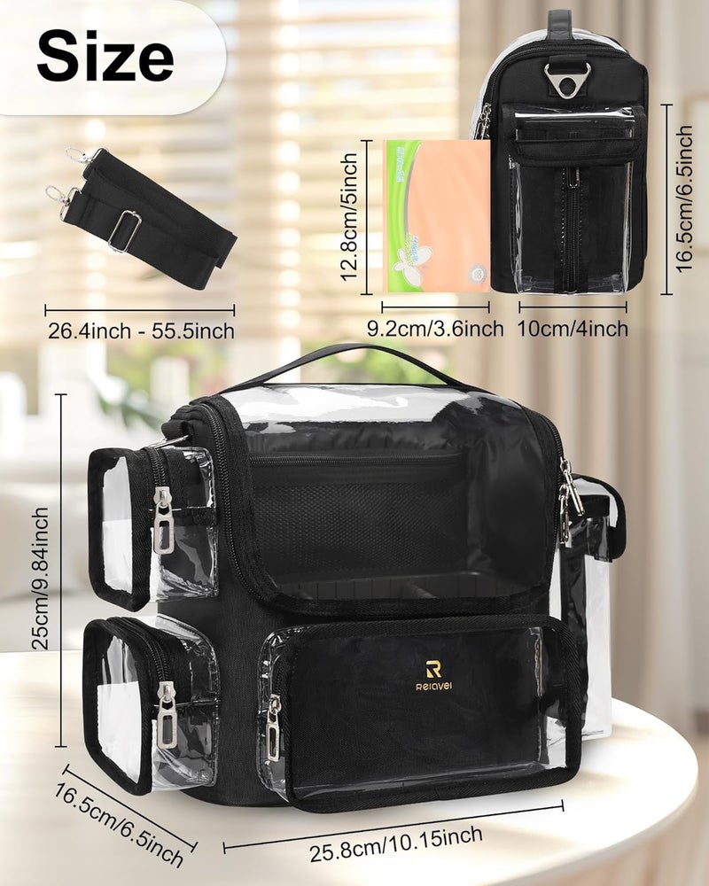 TANTO Makeup Brush Case Stand-up Makeup Cup Makeup Brush Holder Travel Professional Cosmetic Bag Artist Storage Bag with Shoulder Strap and Adjustable Divider (large black) - Image 5