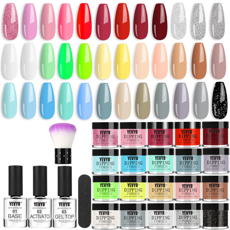 Acrylic Nail Kit Dip Powder Nail Kit Starter, 20 Colors Fast Dry Powder Nail Dipping kit, with Base & Top Coat Activator Dip Nail Kit for French Nail Art Manicure DIY - Image 1