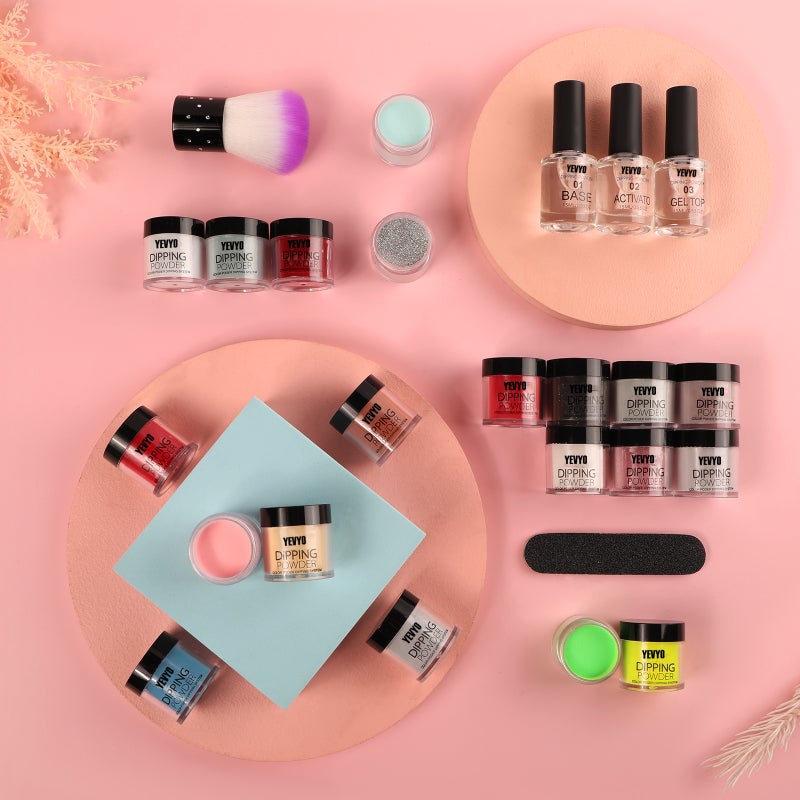 Acrylic Nail Kit Dip Powder Nail Kit Starter, 20 Colors Fast Dry Powder Nail Dipping kit, with Base & Top Coat Activator Dip Nail Kit for French Nail Art Manicure DIY - Image 4