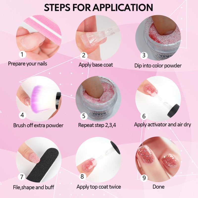 Acrylic Nail Kit Dip Powder Nail Kit Starter, 20 Colors Fast Dry Powder Nail Dipping kit, with Base & Top Coat Activator Dip Nail Kit for French Nail Art Manicure DIY - Image 5
