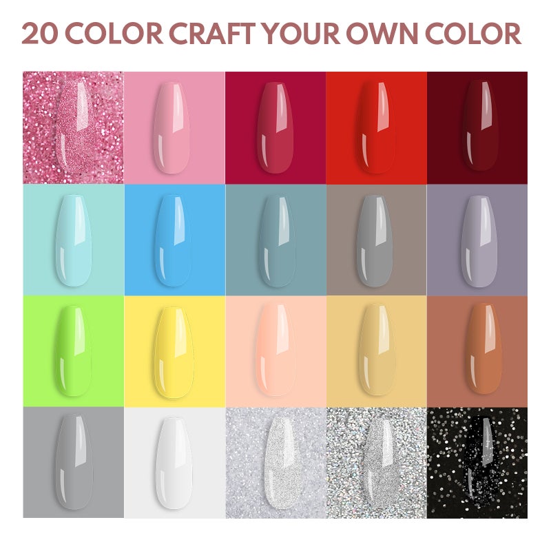 Acrylic Nail Kit Dip Powder Nail Kit Starter, 20 Colors Fast Dry Powder Nail Dipping kit, with Base & Top Coat Activator Dip Nail Kit for French Nail Art Manicure DIY - Image 2