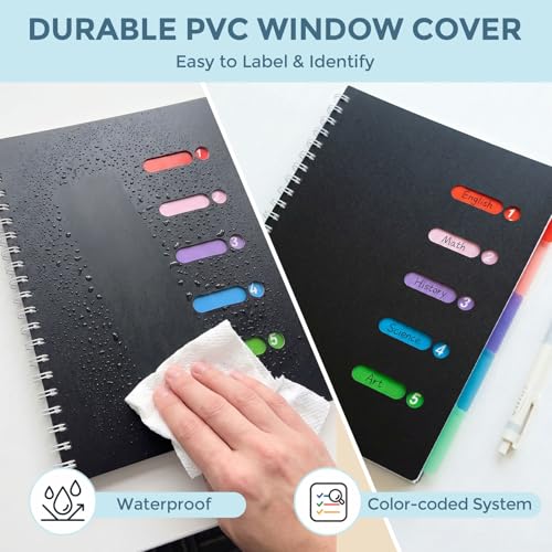 HEYPLACE Subject Notebook Wide Ruled, 8.5x11inch Hardcover 5 Subject Lined Spiral Notebook with Dividers Tabs for School Note Taking Office Journal, 220 Pages, Black - Image 4