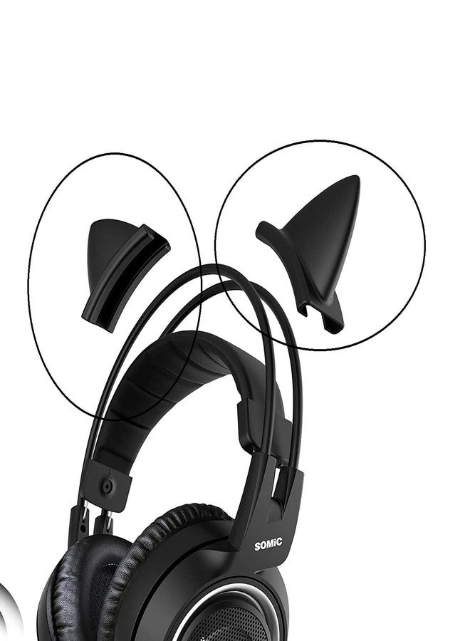 LZYDD أذني قطة سيليكون LZYDD لسماعة الألعاب HyperX Cloud Revolver/SOMIC G951s/Siberia V2 من SteelSeries/AKG Pro Audio K240/K702/سماعات استوديو سامسون شبه مفتوحة (آذان قطة سوداء) - Image 3